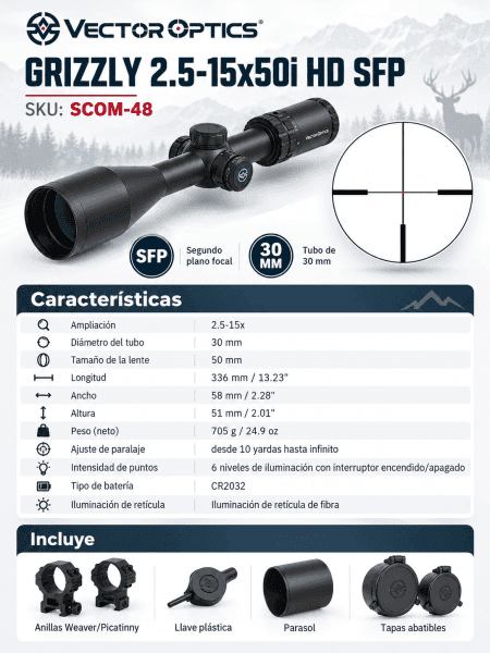 Vector Optics Grizzly 2.5-15x50i HD SFP