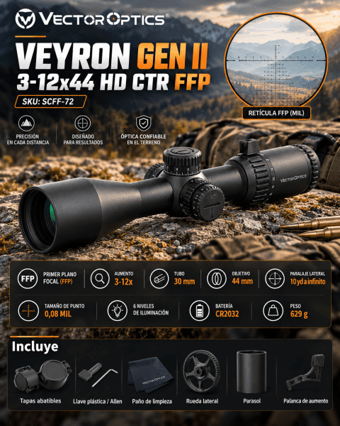 Vector Optics Veyron Gen II 3-12x44 HD CTR FFP